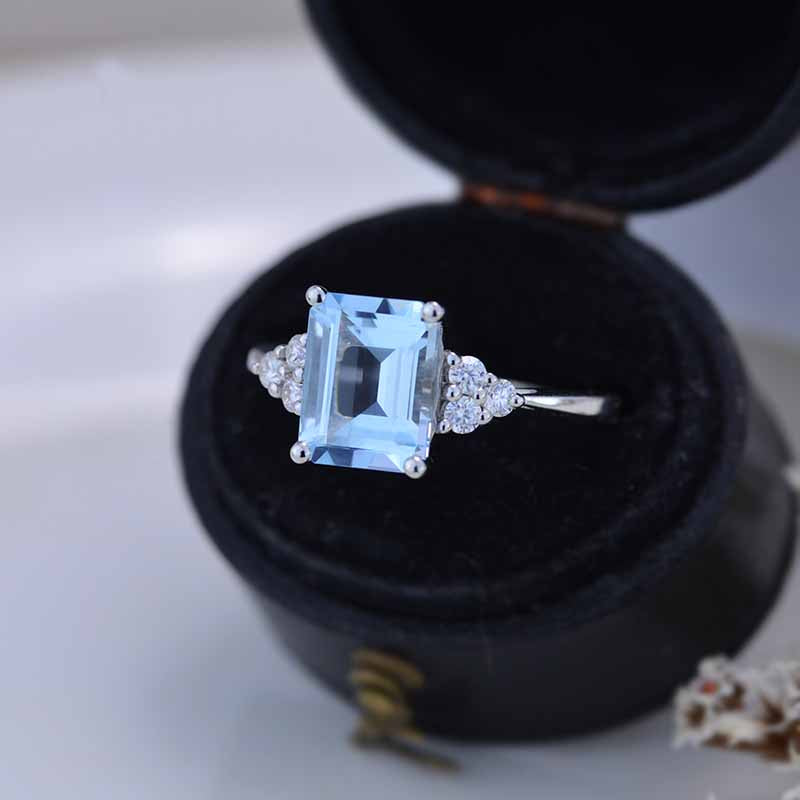 5/8 Carat Diamond - Aquamarine Fashion Ring in 10k Gold - The Jewelry  Exchange | Direct Diamond Importer